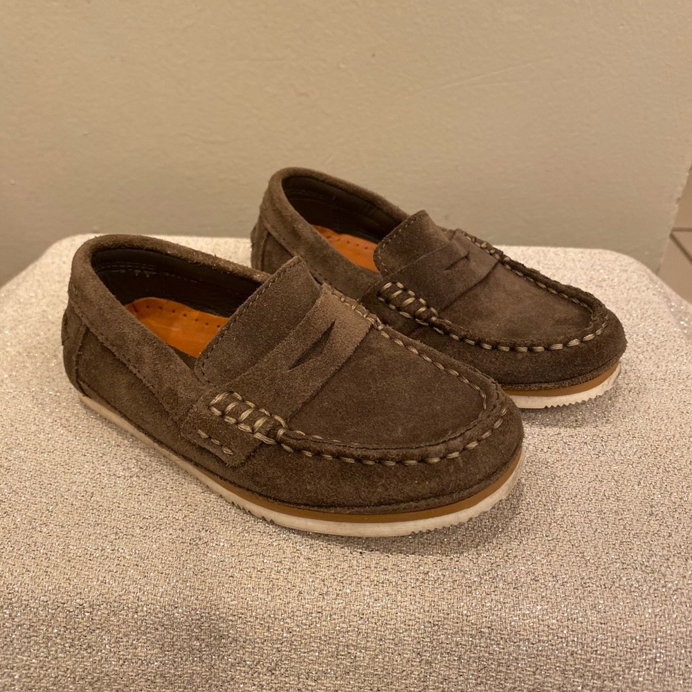 Zara boys brown suede loafers size 26